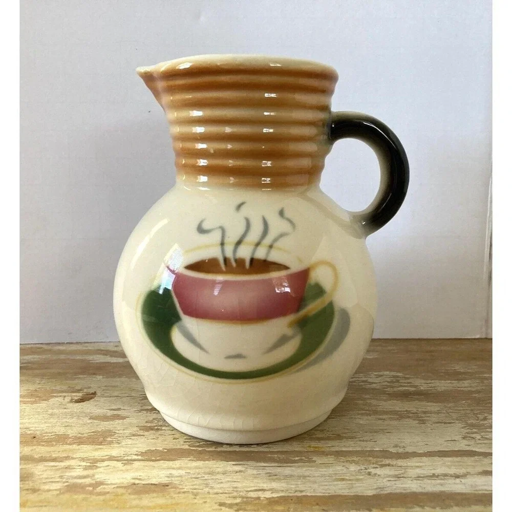 Vintage diner restaurant ware milk cream pitcher airbrushed design coffee cup
